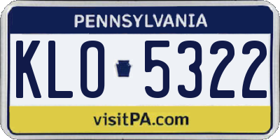PA license plate KLO5322