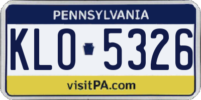 PA license plate KLO5326
