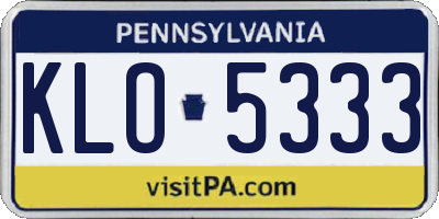 PA license plate KLO5333