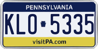 PA license plate KLO5335