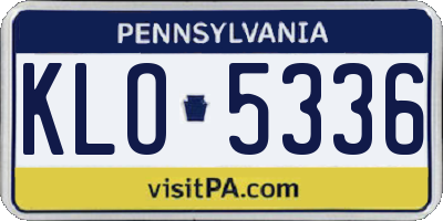 PA license plate KLO5336