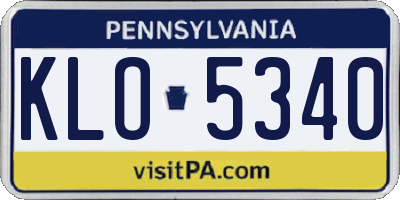 PA license plate KLO5340