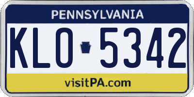 PA license plate KLO5342