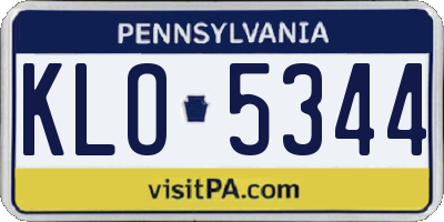 PA license plate KLO5344