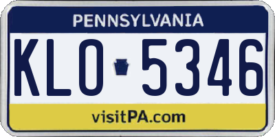 PA license plate KLO5346