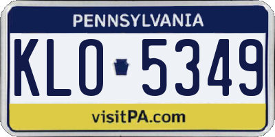 PA license plate KLO5349