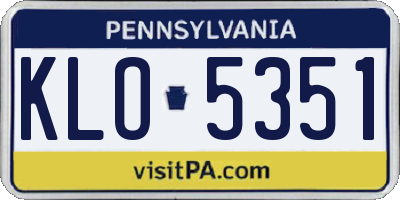 PA license plate KLO5351