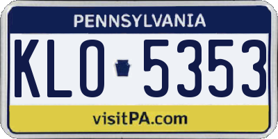 PA license plate KLO5353