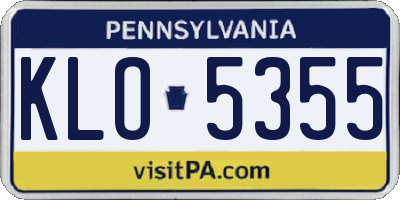 PA license plate KLO5355