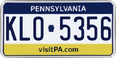 PA license plate KLO5356