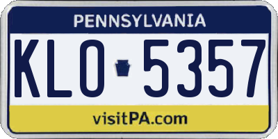 PA license plate KLO5357