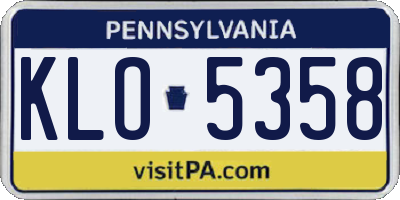 PA license plate KLO5358