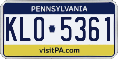 PA license plate KLO5361
