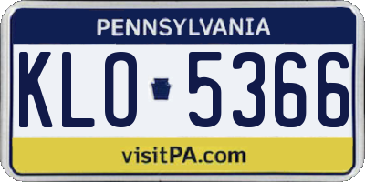 PA license plate KLO5366