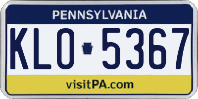 PA license plate KLO5367
