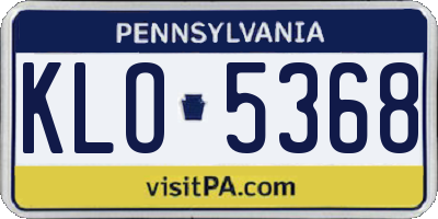 PA license plate KLO5368