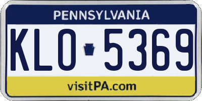 PA license plate KLO5369
