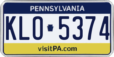PA license plate KLO5374