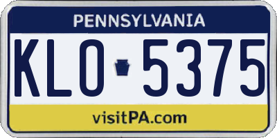 PA license plate KLO5375