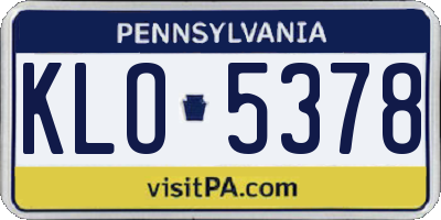 PA license plate KLO5378