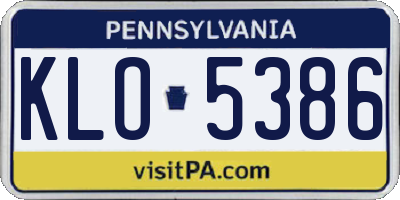 PA license plate KLO5386