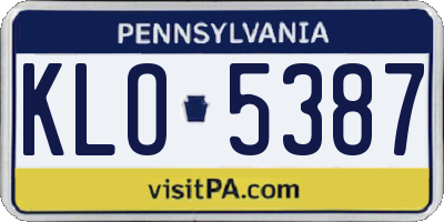 PA license plate KLO5387