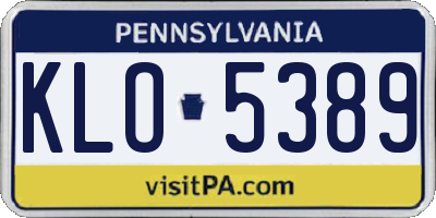 PA license plate KLO5389