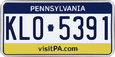 PA license plate KLO5391