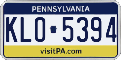 PA license plate KLO5394
