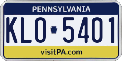 PA license plate KLO5401