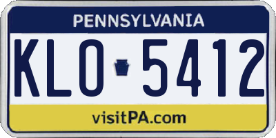 PA license plate KLO5412