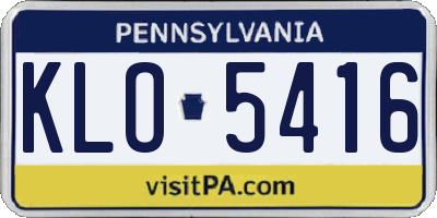 PA license plate KLO5416