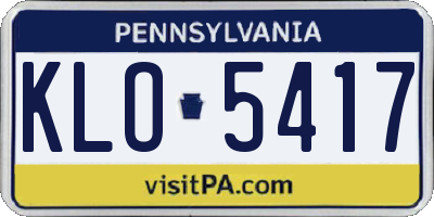 PA license plate KLO5417