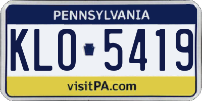 PA license plate KLO5419