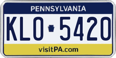 PA license plate KLO5420