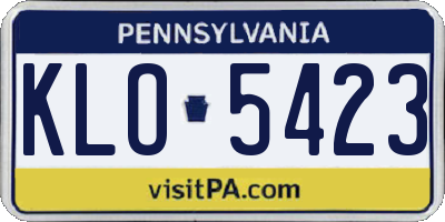 PA license plate KLO5423