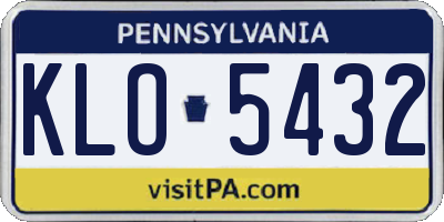 PA license plate KLO5432