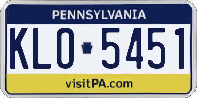PA license plate KLO5451