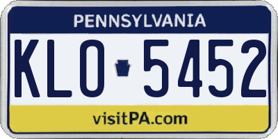 PA license plate KLO5452