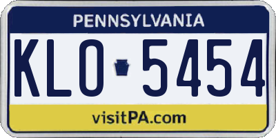 PA license plate KLO5454