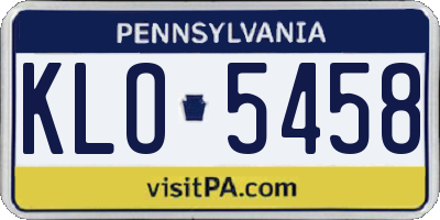 PA license plate KLO5458