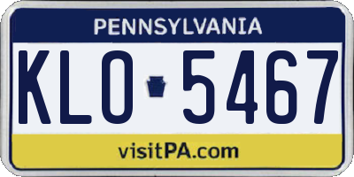 PA license plate KLO5467