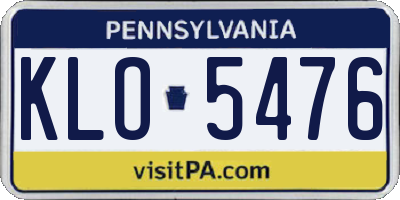 PA license plate KLO5476