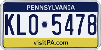 PA license plate KLO5478