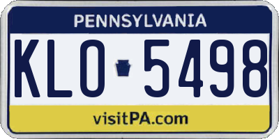 PA license plate KLO5498