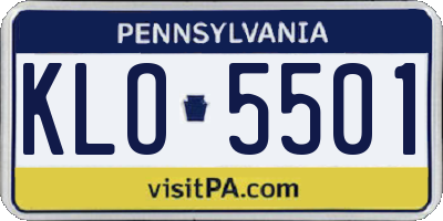 PA license plate KLO5501