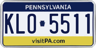 PA license plate KLO5511