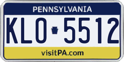 PA license plate KLO5512