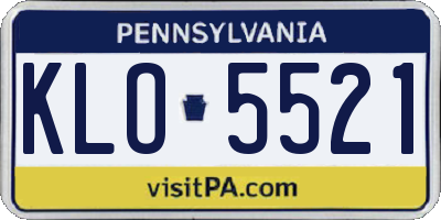 PA license plate KLO5521