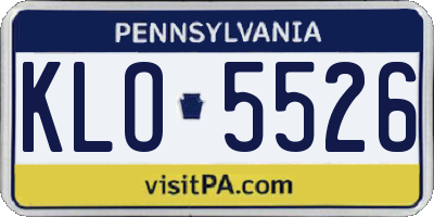 PA license plate KLO5526